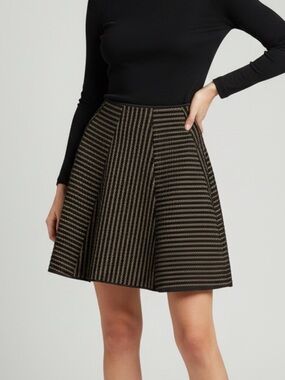 H&M Black and Gold Striped Circle Skirt